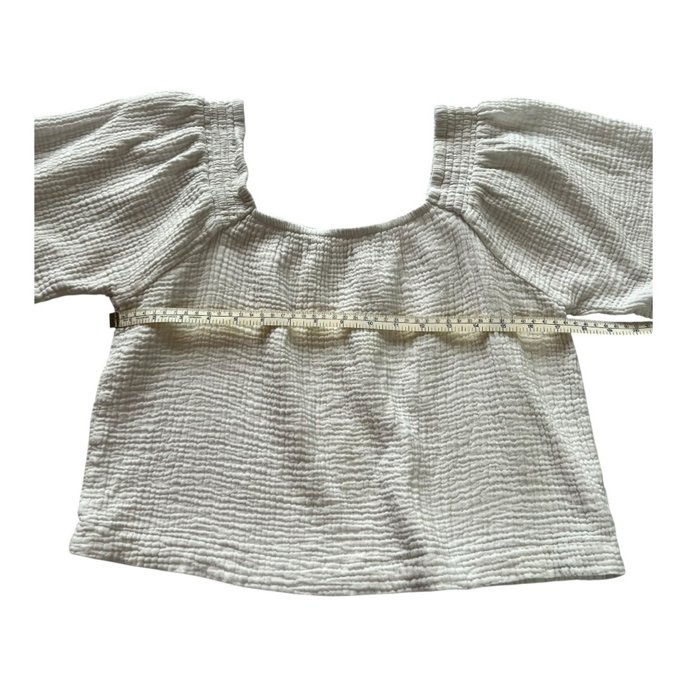 Z SUPPLY Cotton Gauze Square Neck Top | Medium | White | Coastal Resort Boho - Picture 3 of 10